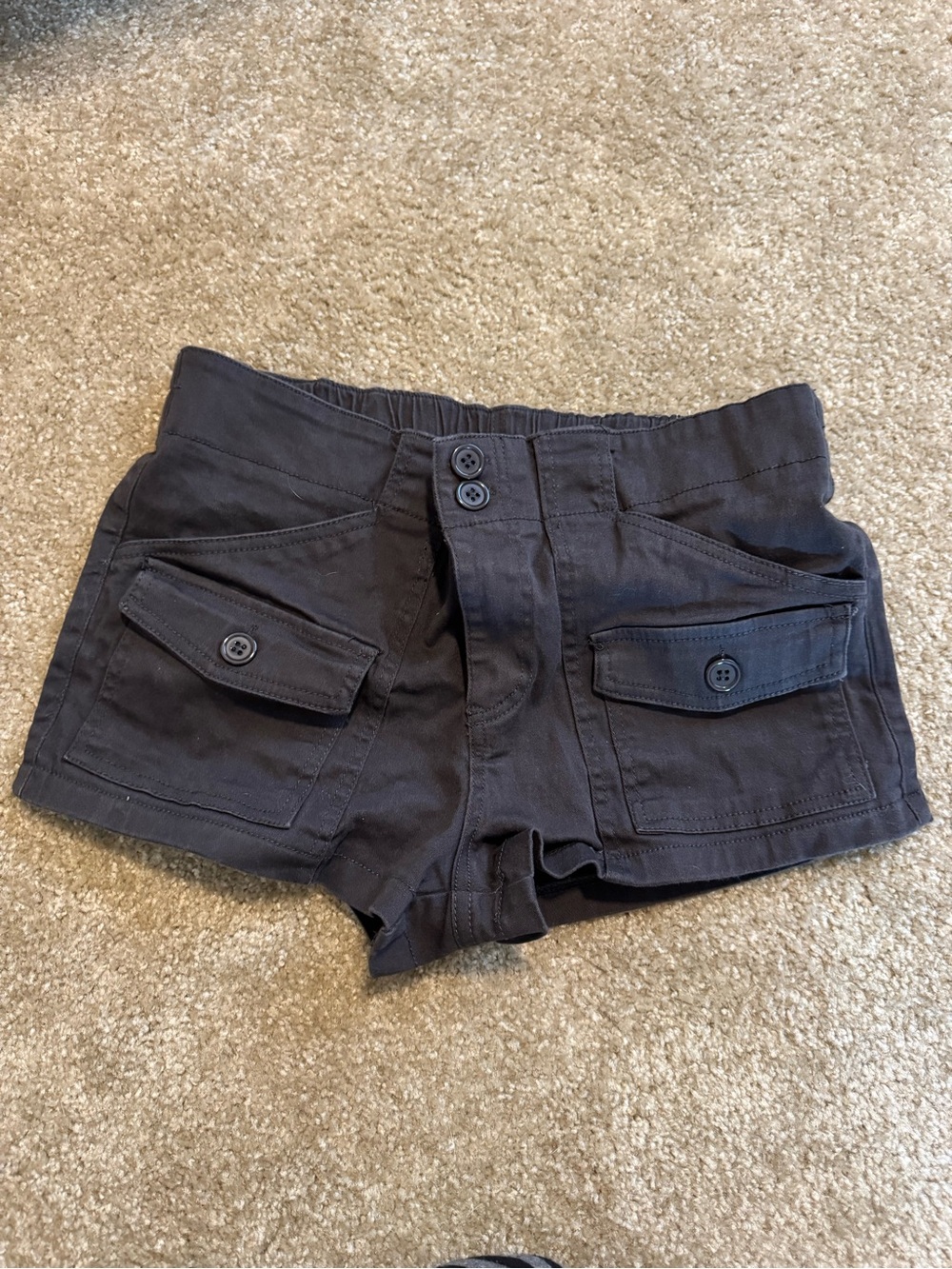 Women’s Black Cargo Pocket Shorts with Button Front